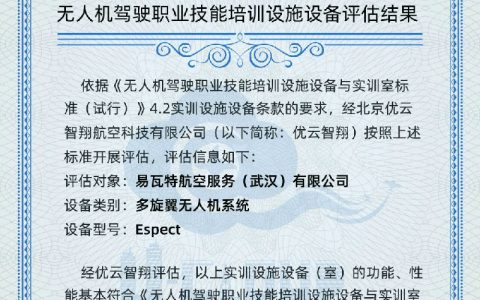 易瓦特順利獲得1+X無人機技能等級證書